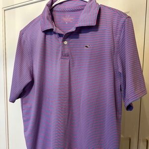 Boys YXL Vineyard Vines Performance Polo Pink/Blue